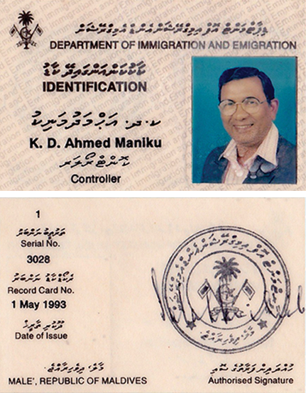 Controller K.D. Ahmed Maniku identification
