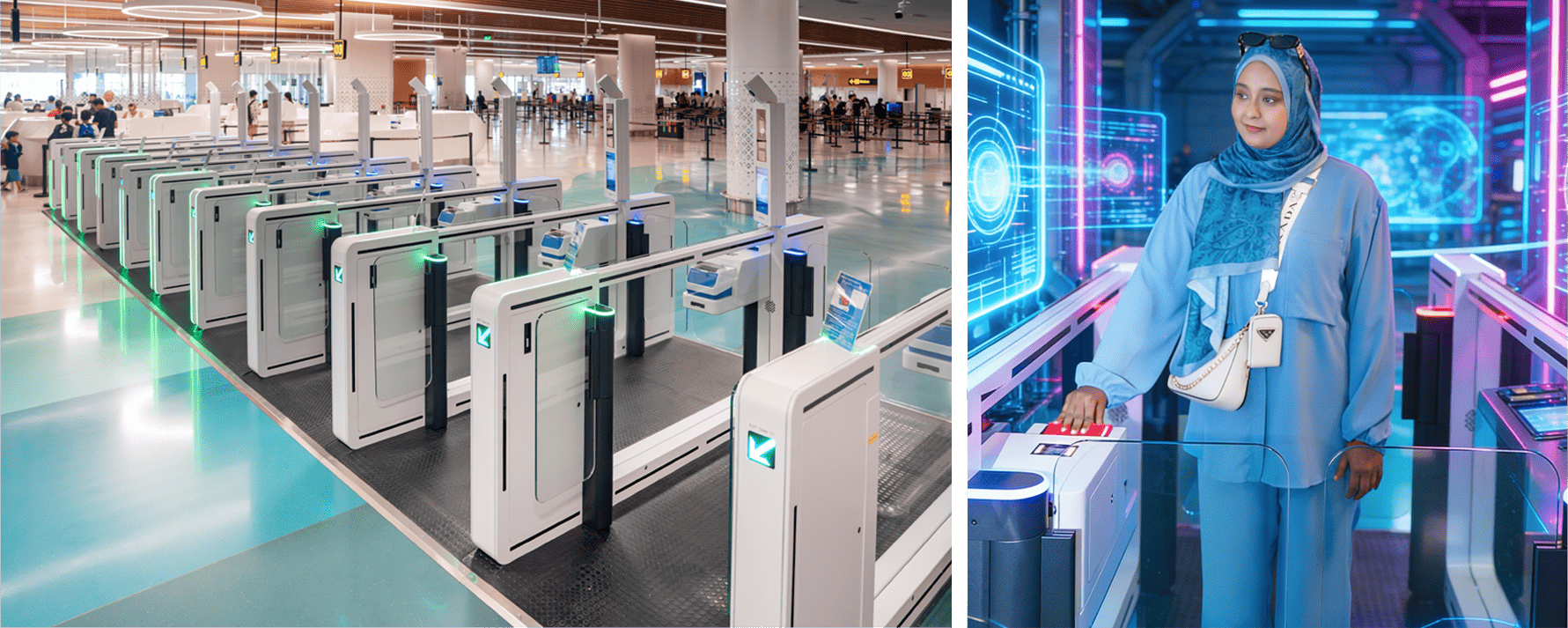 A row of modern e-Gates