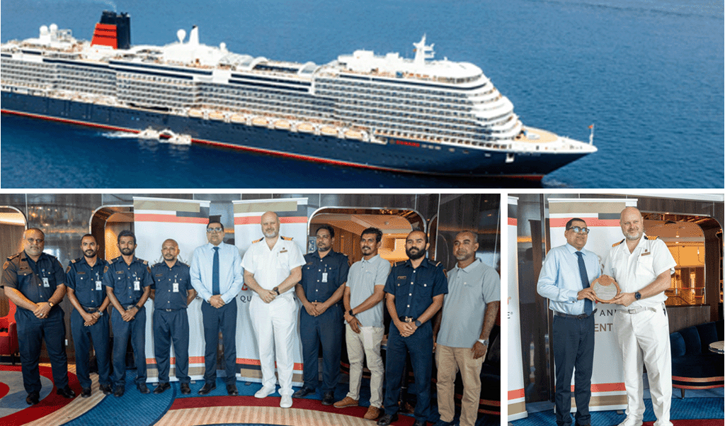 Plaque exchange ceremony aboard the MS Queen Anne