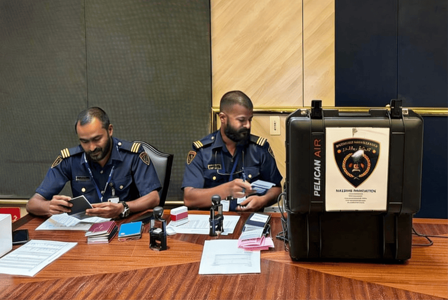 Officers with mobile border control devices