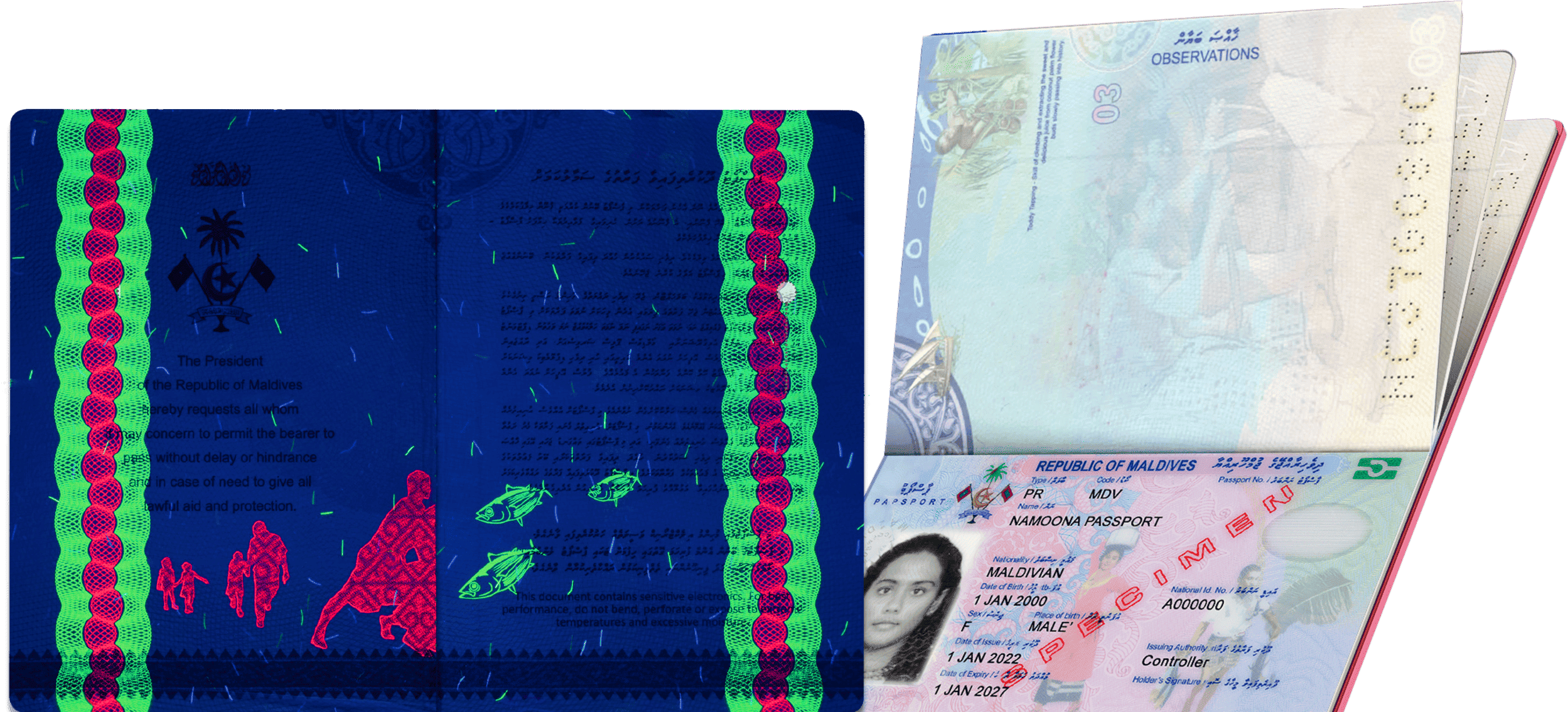 Security features and illustrated visa pages