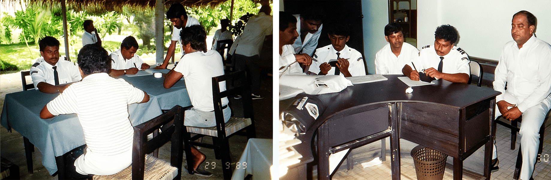 Officers issuing visas on-site at a resort